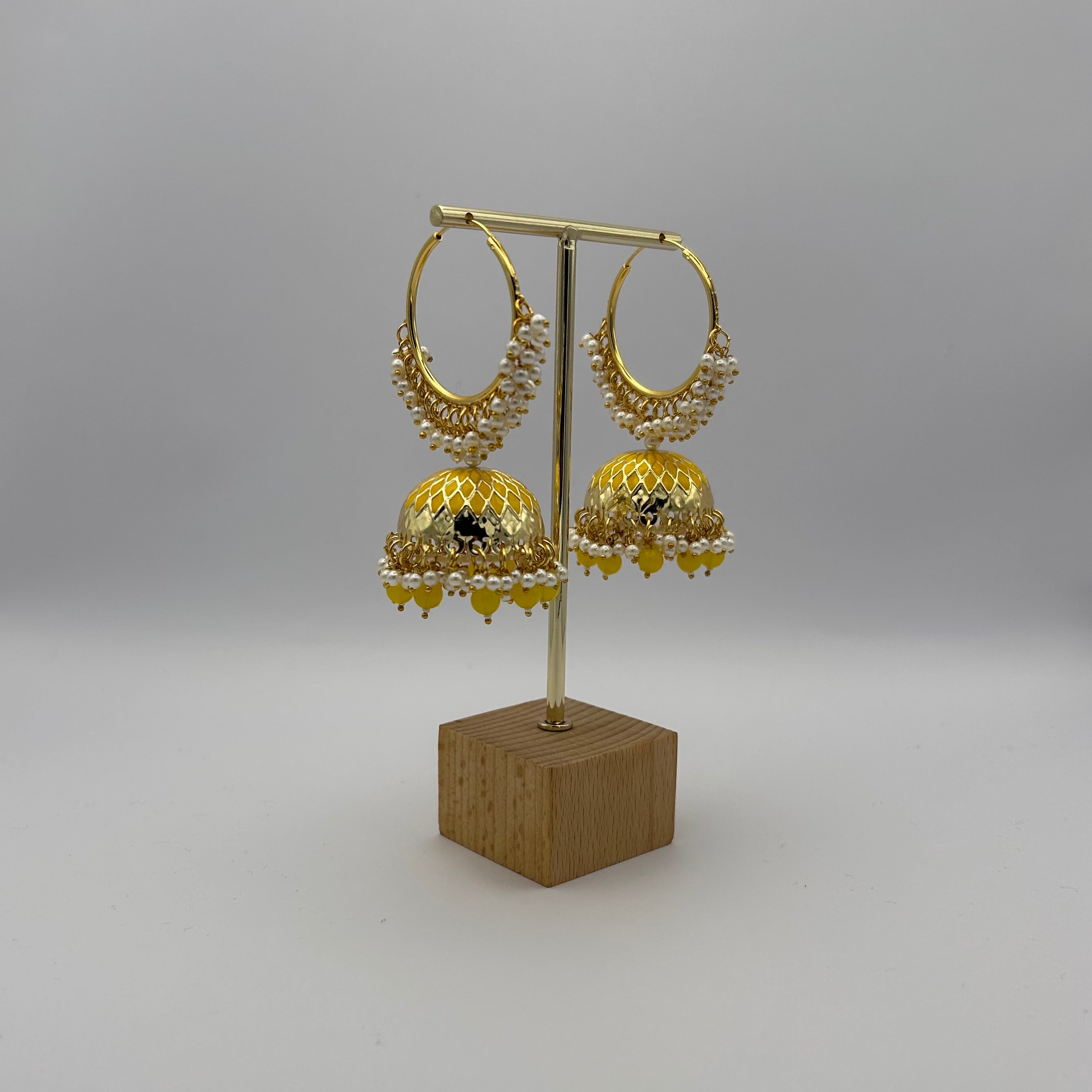 Kiara Jhumka Earrings - Yellow