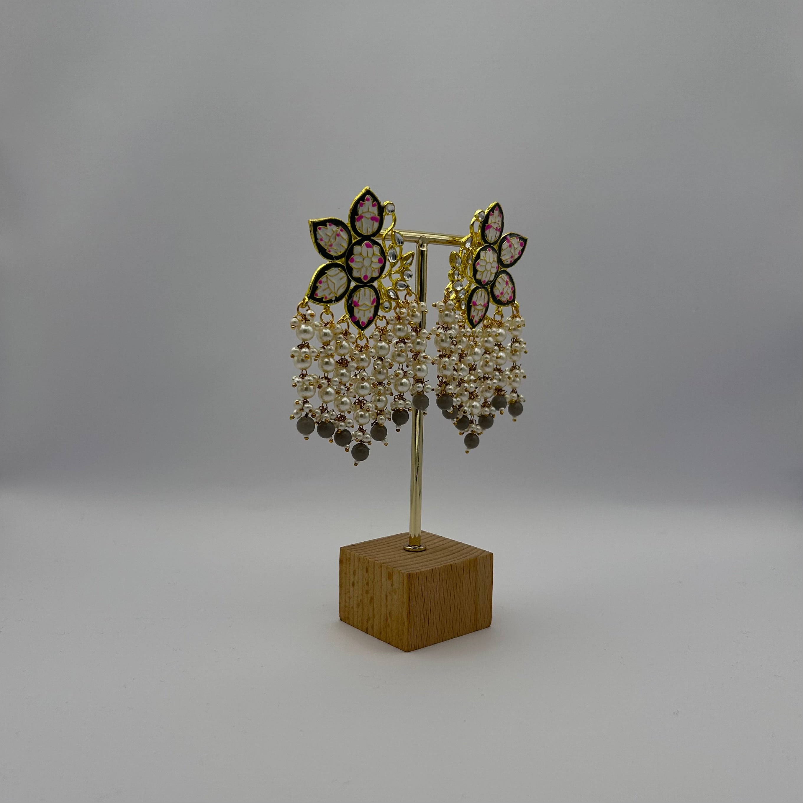 Paakhi Meenakari Earrings - Grey