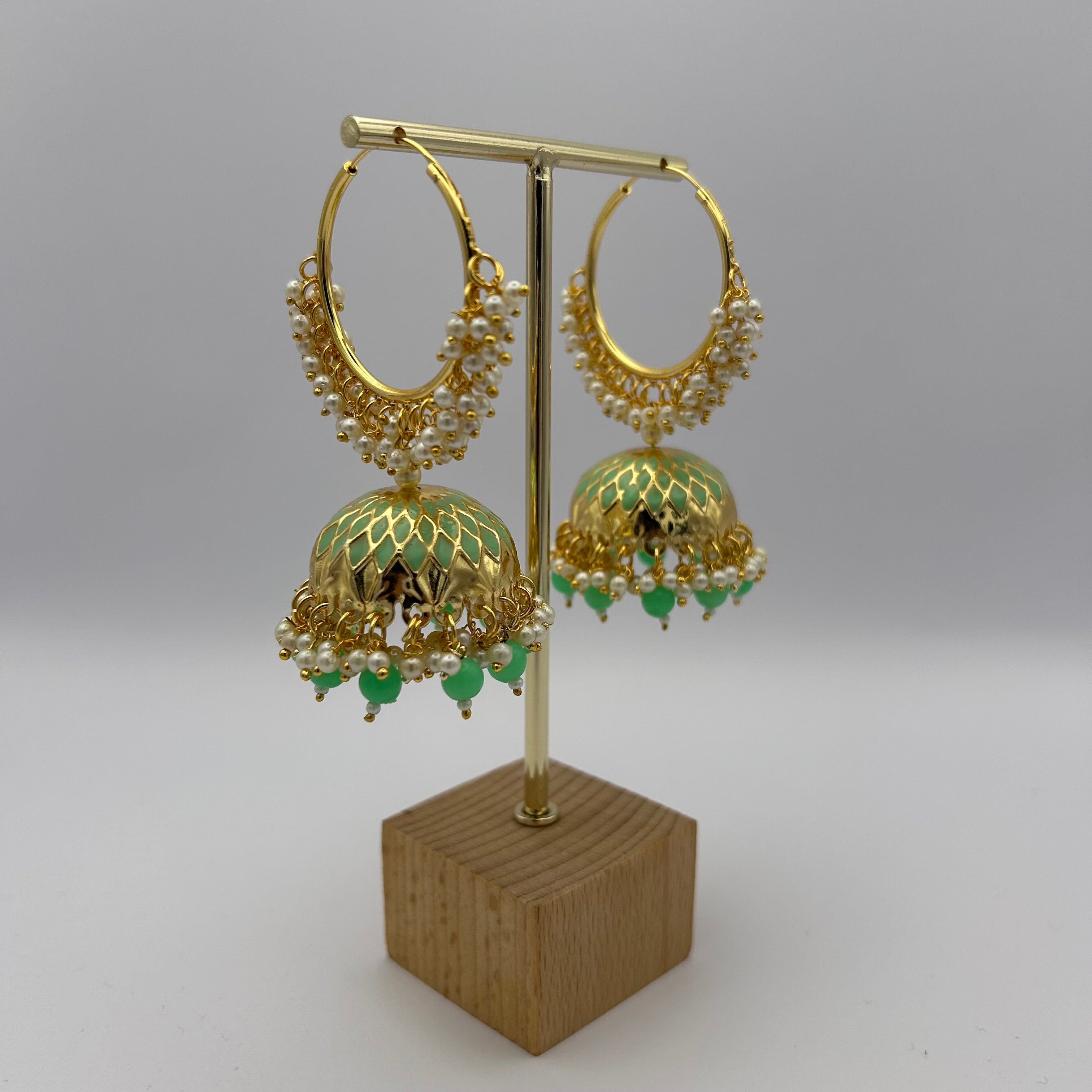 Kiara Jhumka Earrings - Mint