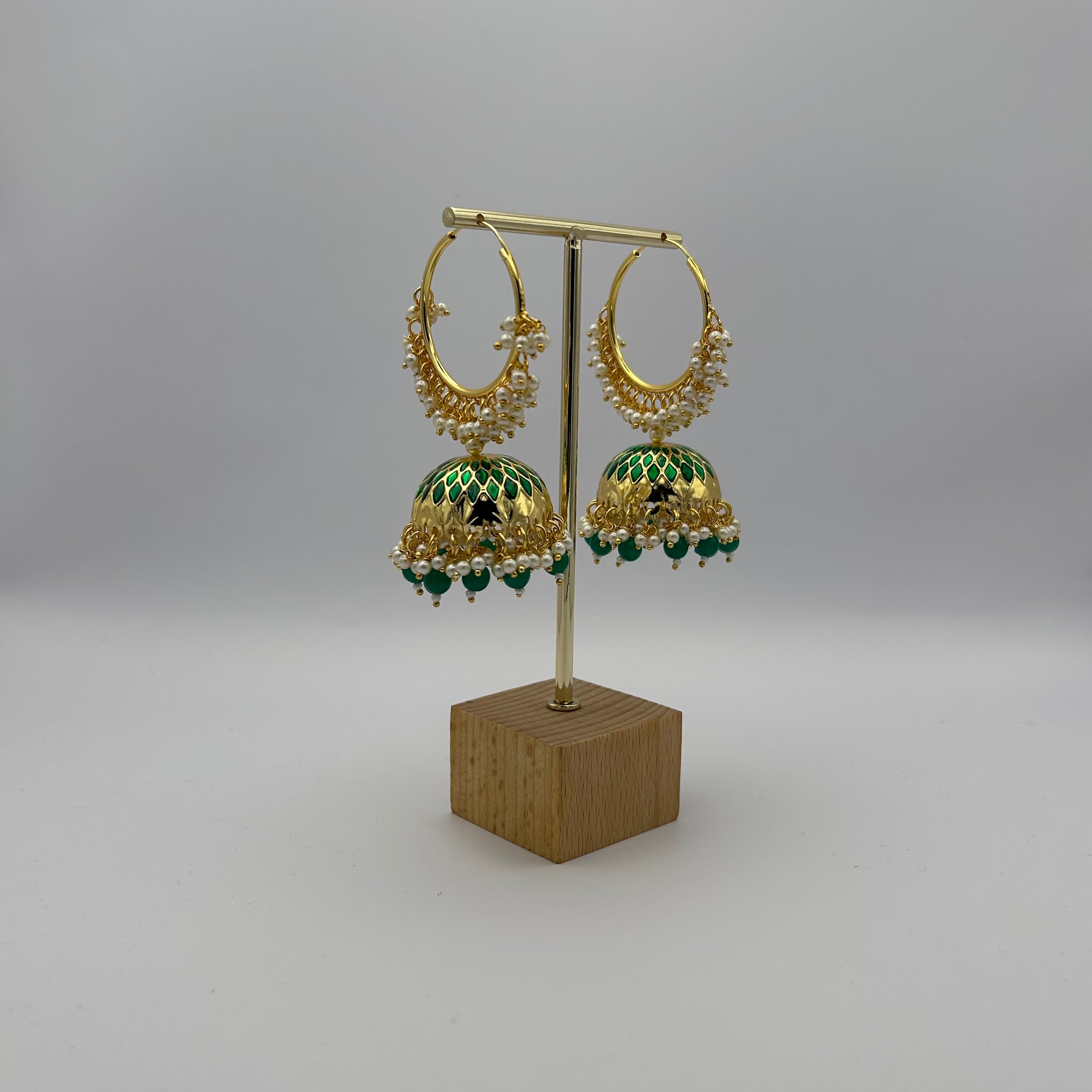 Kiara Jhumka Earrings - Dark Green