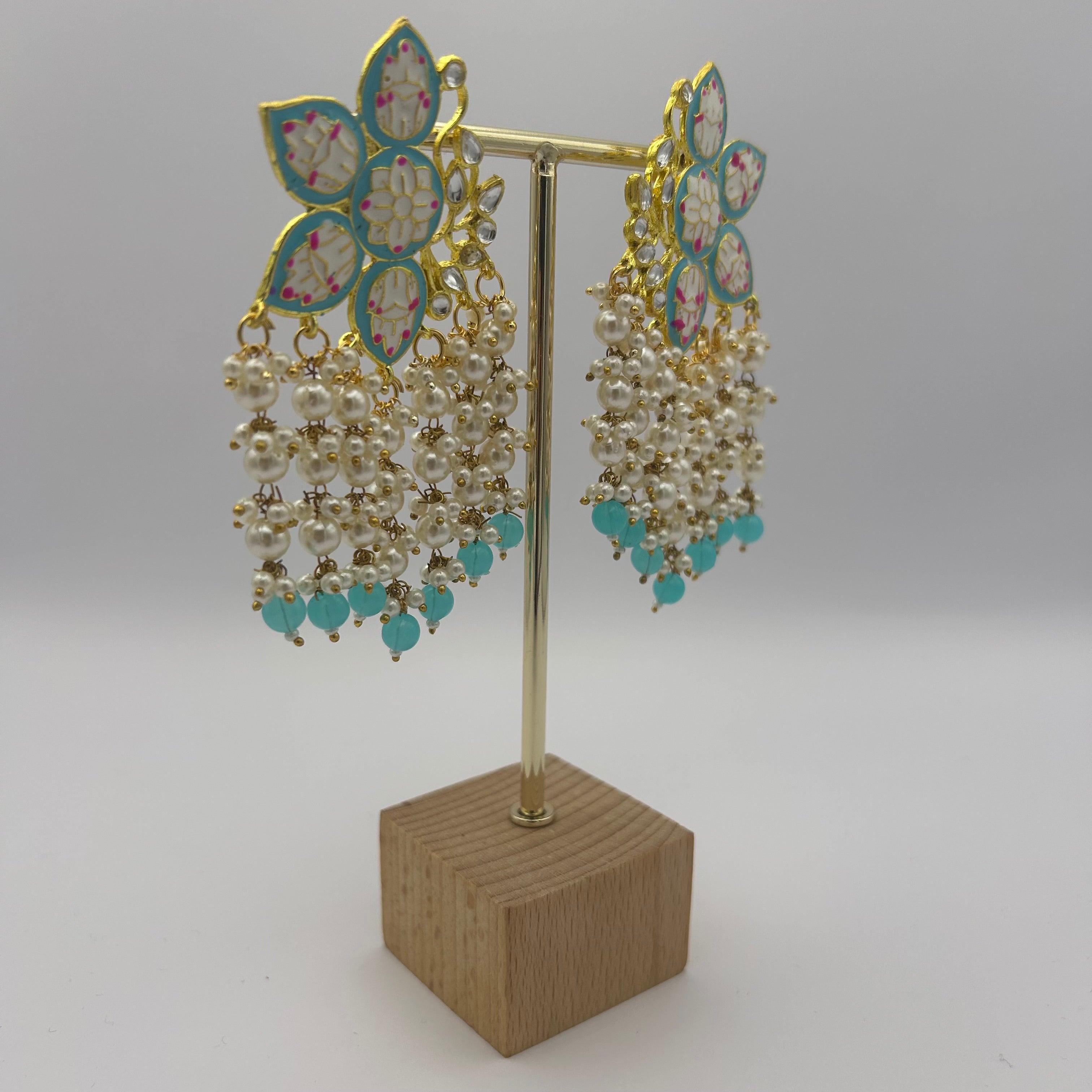 Paakhi Meenakari Earrings - Light Blue