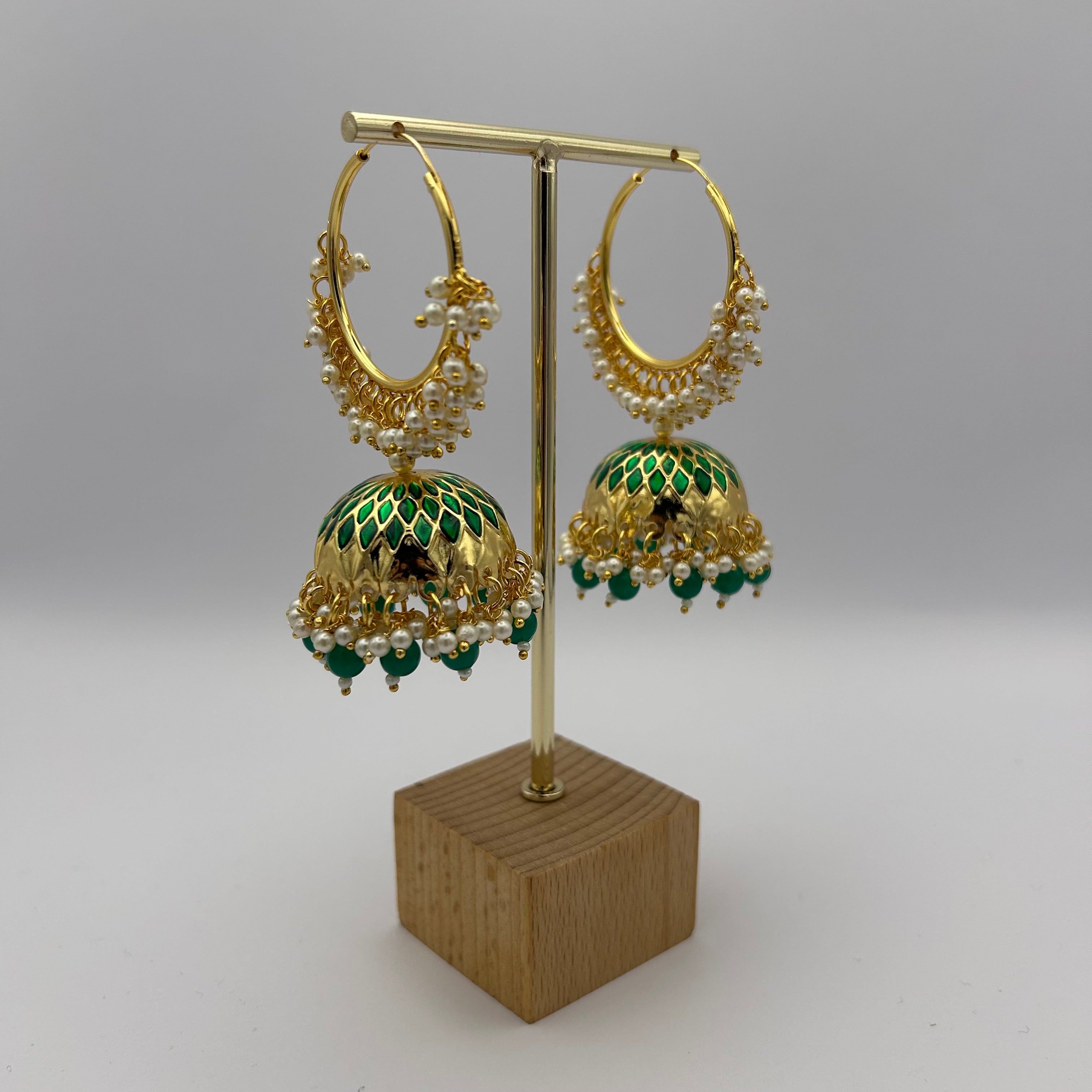 Kiara Jhumka Earrings - Dark Green