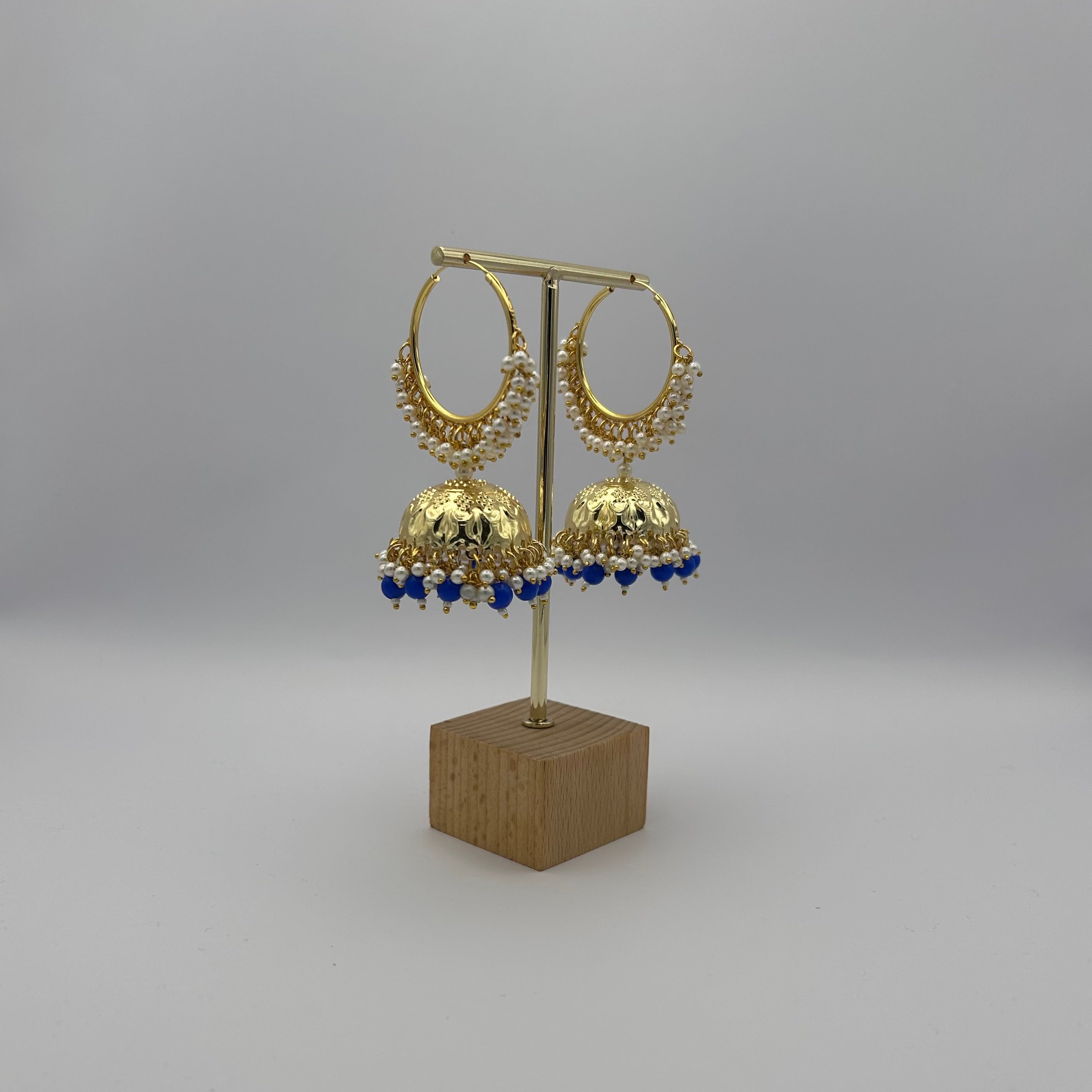 Kia Jhumka Earrings - Dark Blue