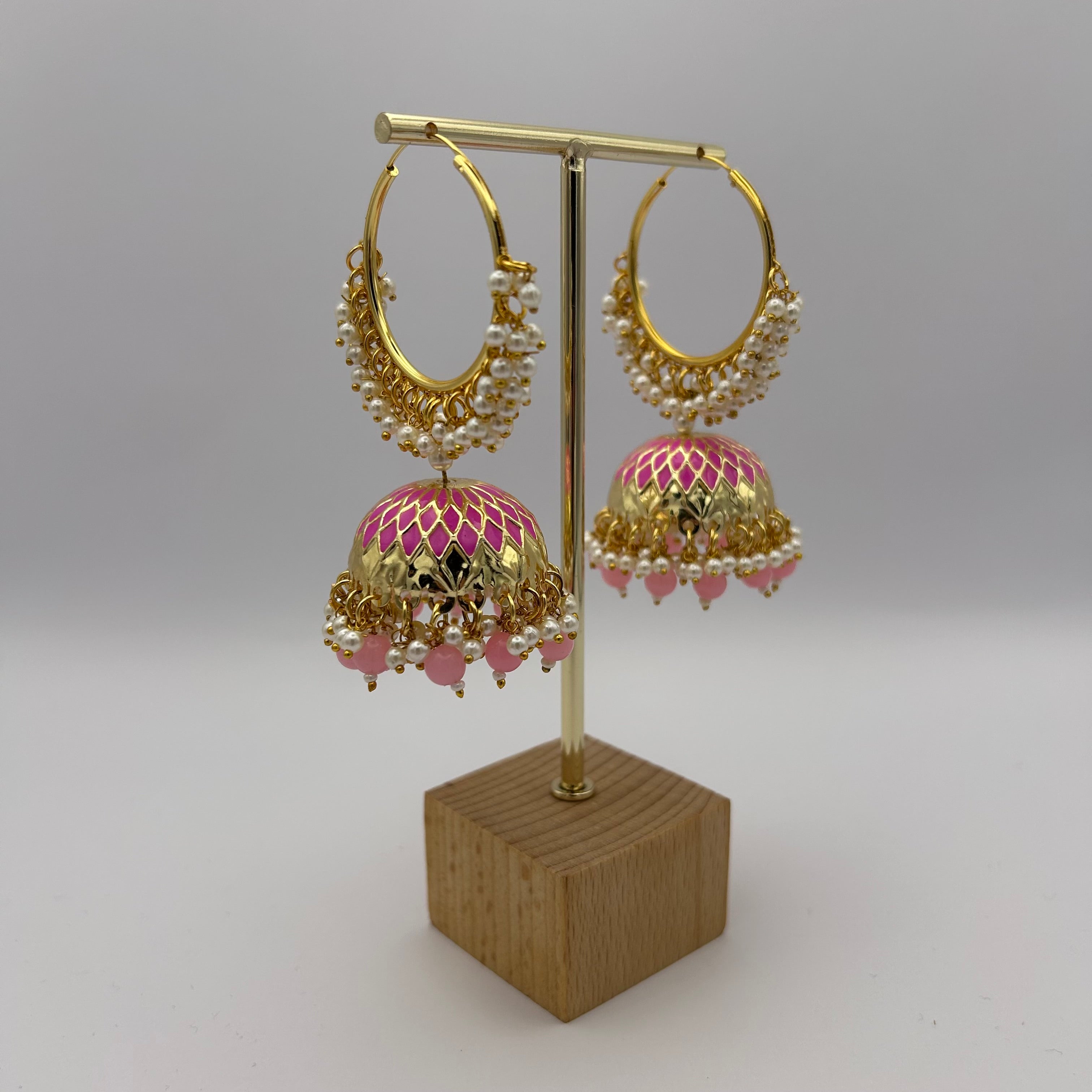 Kiara Jhumka Earrings - Baby Pink