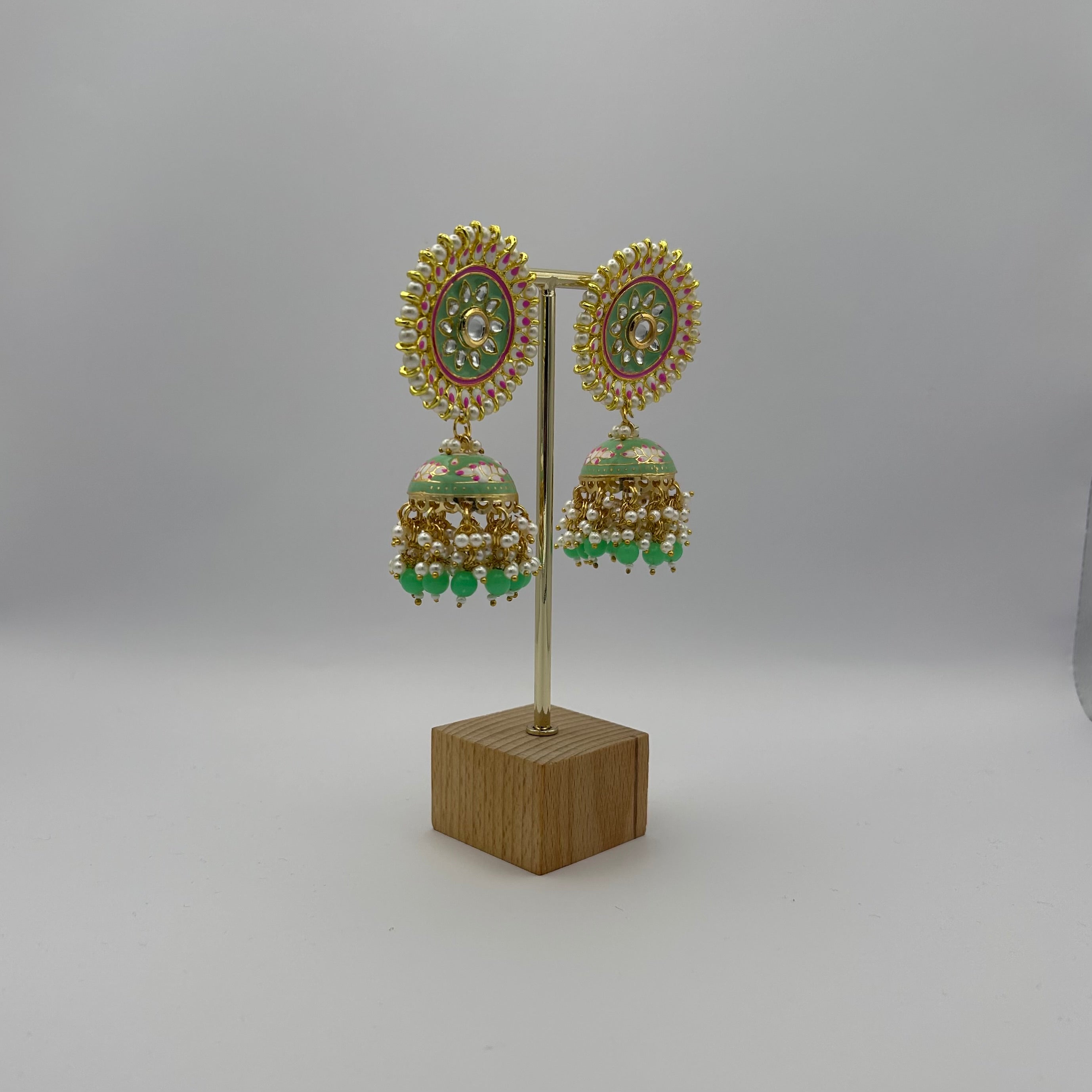 Nimrah Meenakari Jhumka - Mint