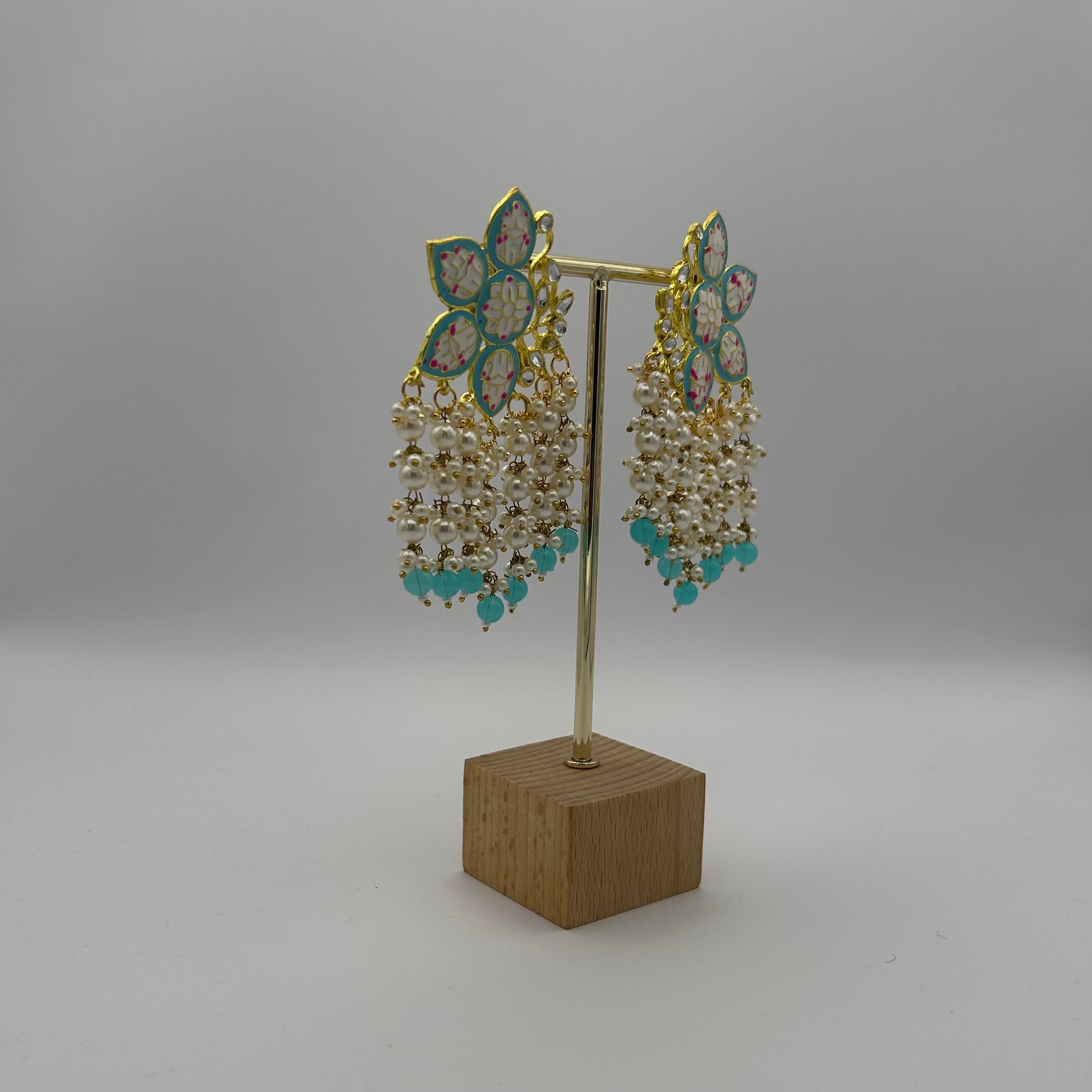 Paakhi Meenakari Earrings - Light Blue