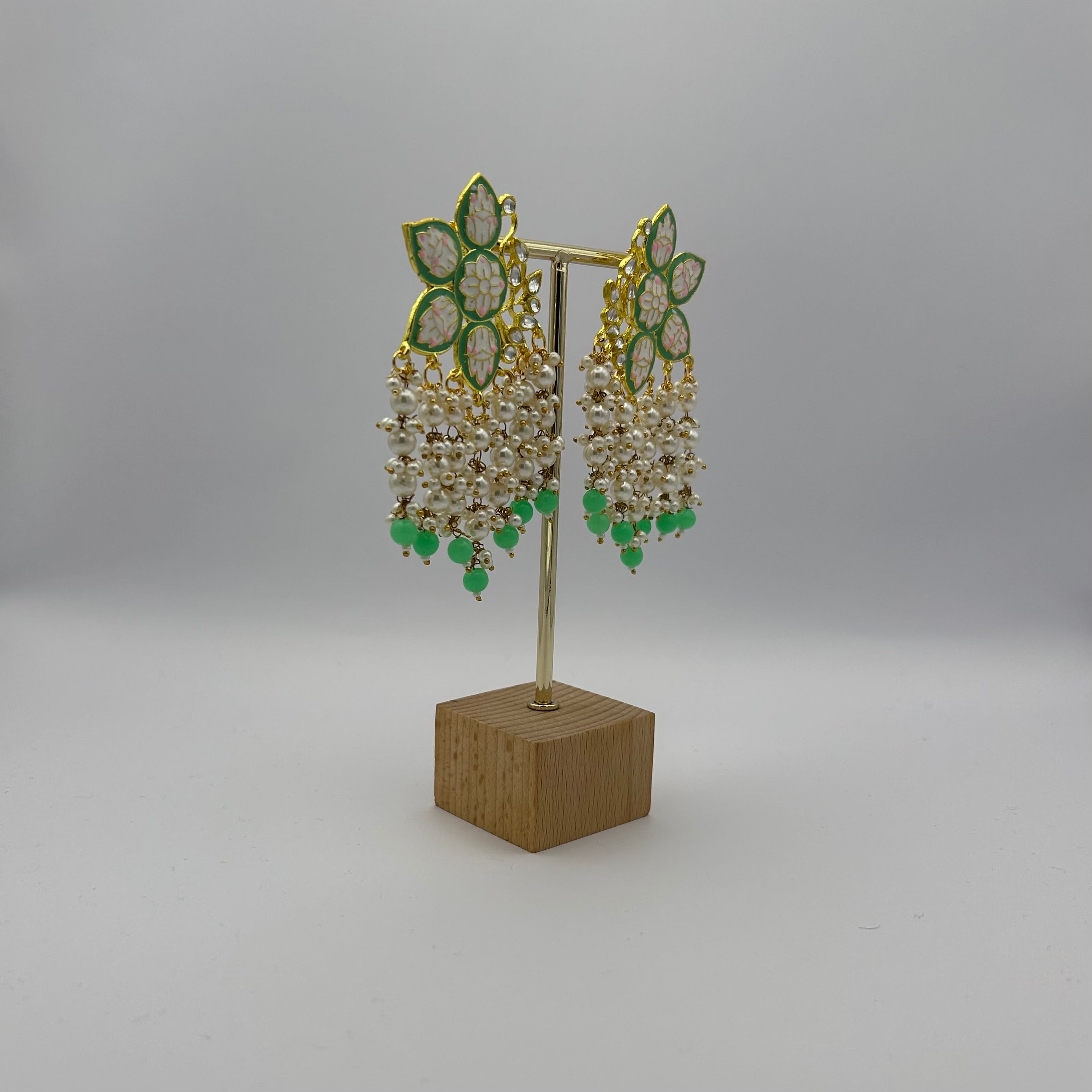 Paakhi Meenakari Earrings - Mint