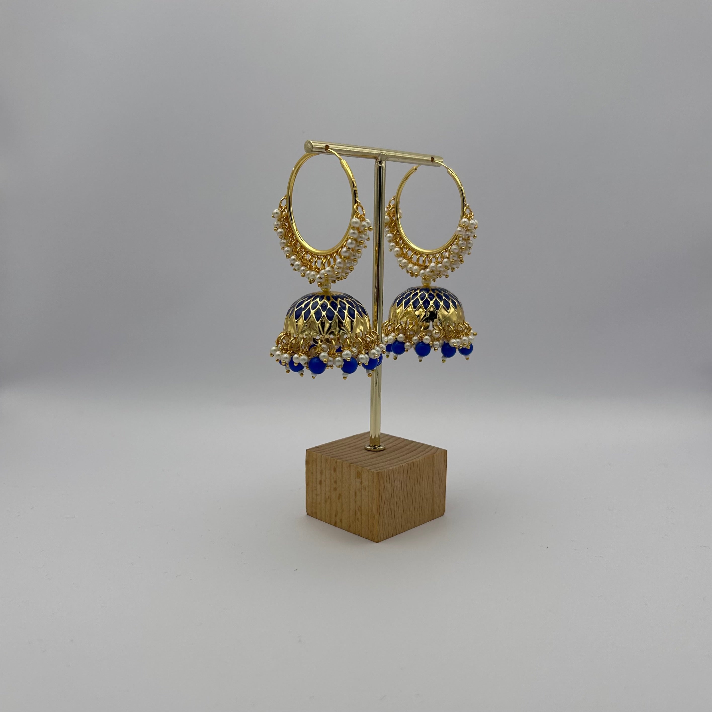 Kiara Jhumka Earrings - Dark Blue