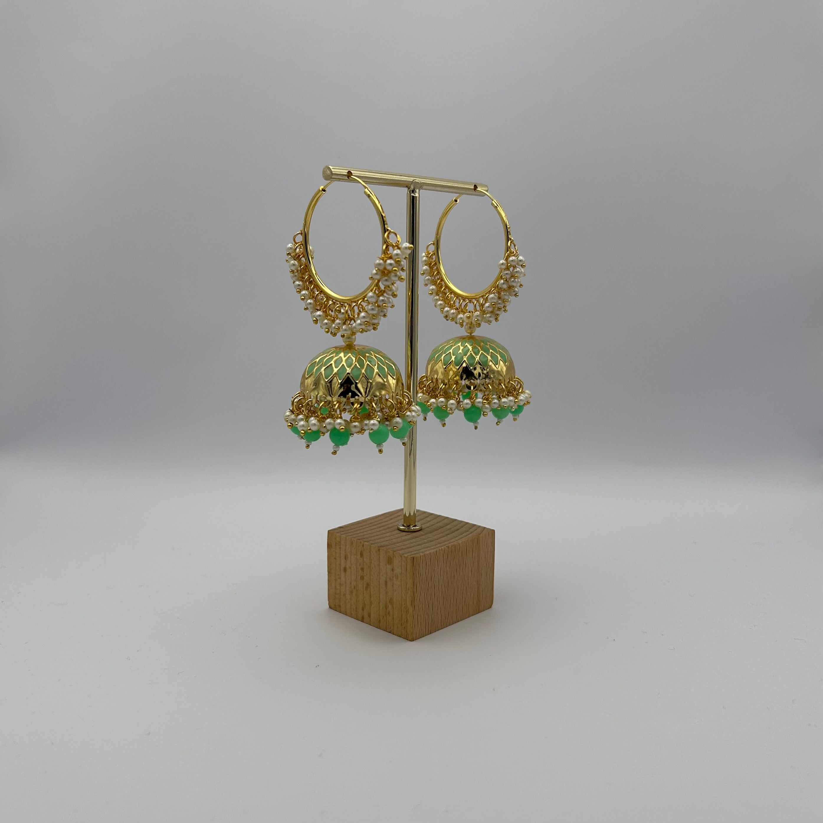 Kiara Jhumka Earrings - Mint