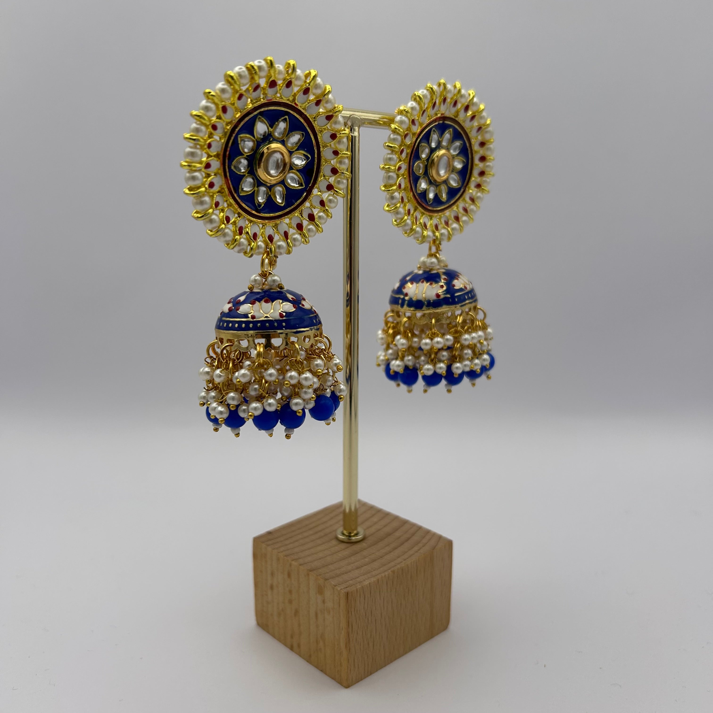 Nimrah Meenakari Jhumka - Dark Blue