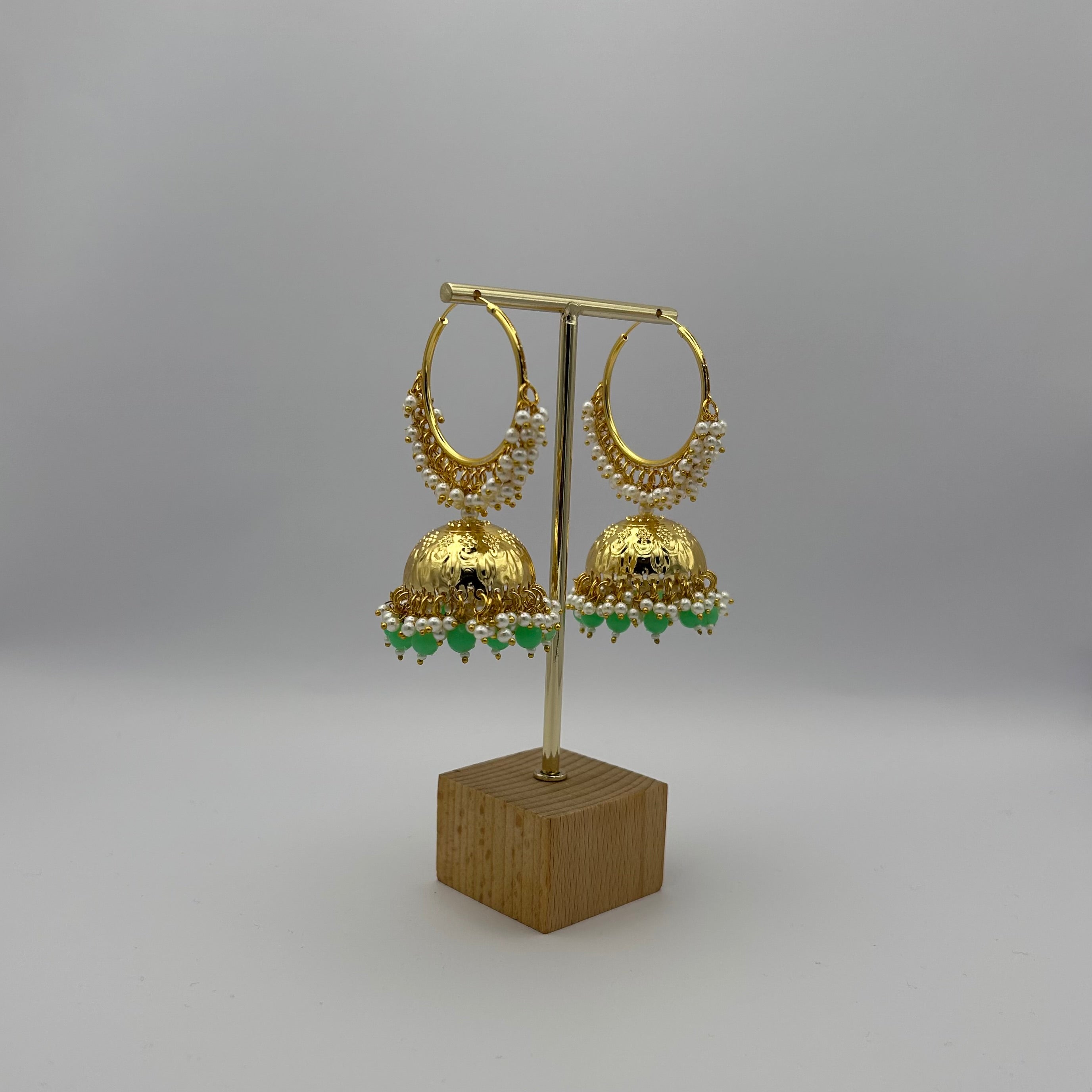 Kia Jhumka Earrings - Mint