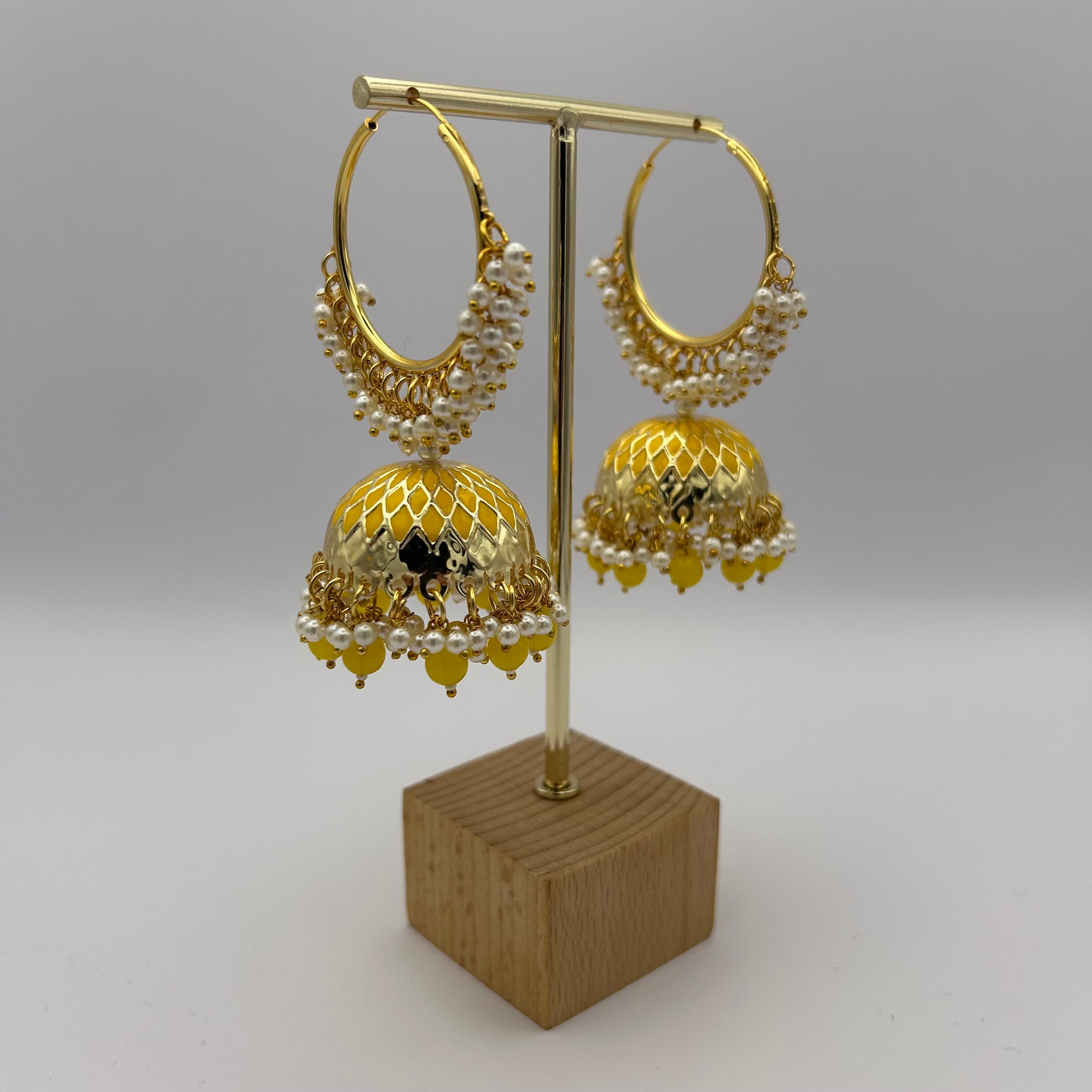 Kiara Jhumka Earrings - Yellow