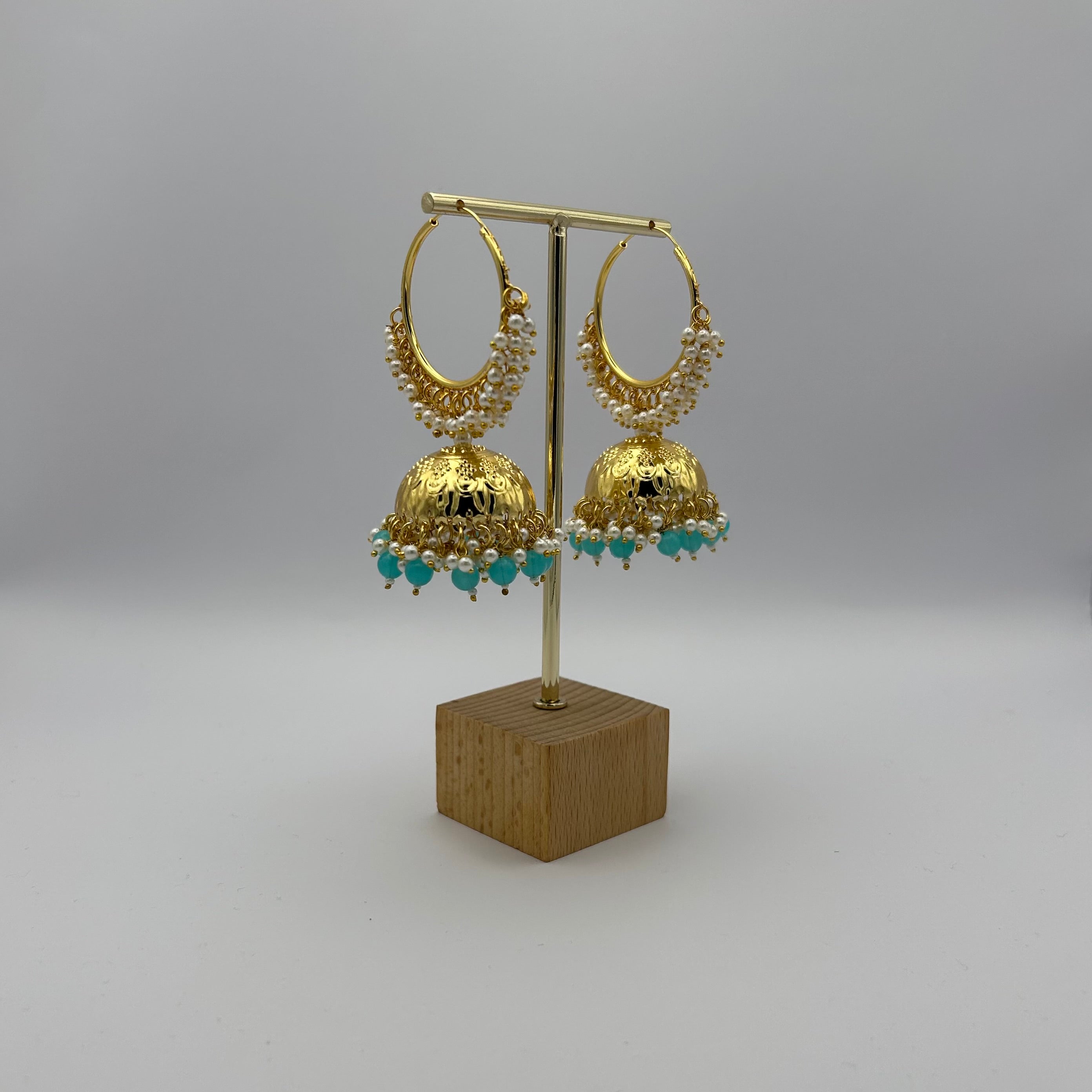 Kia Jhumka Earrings - Light Blue