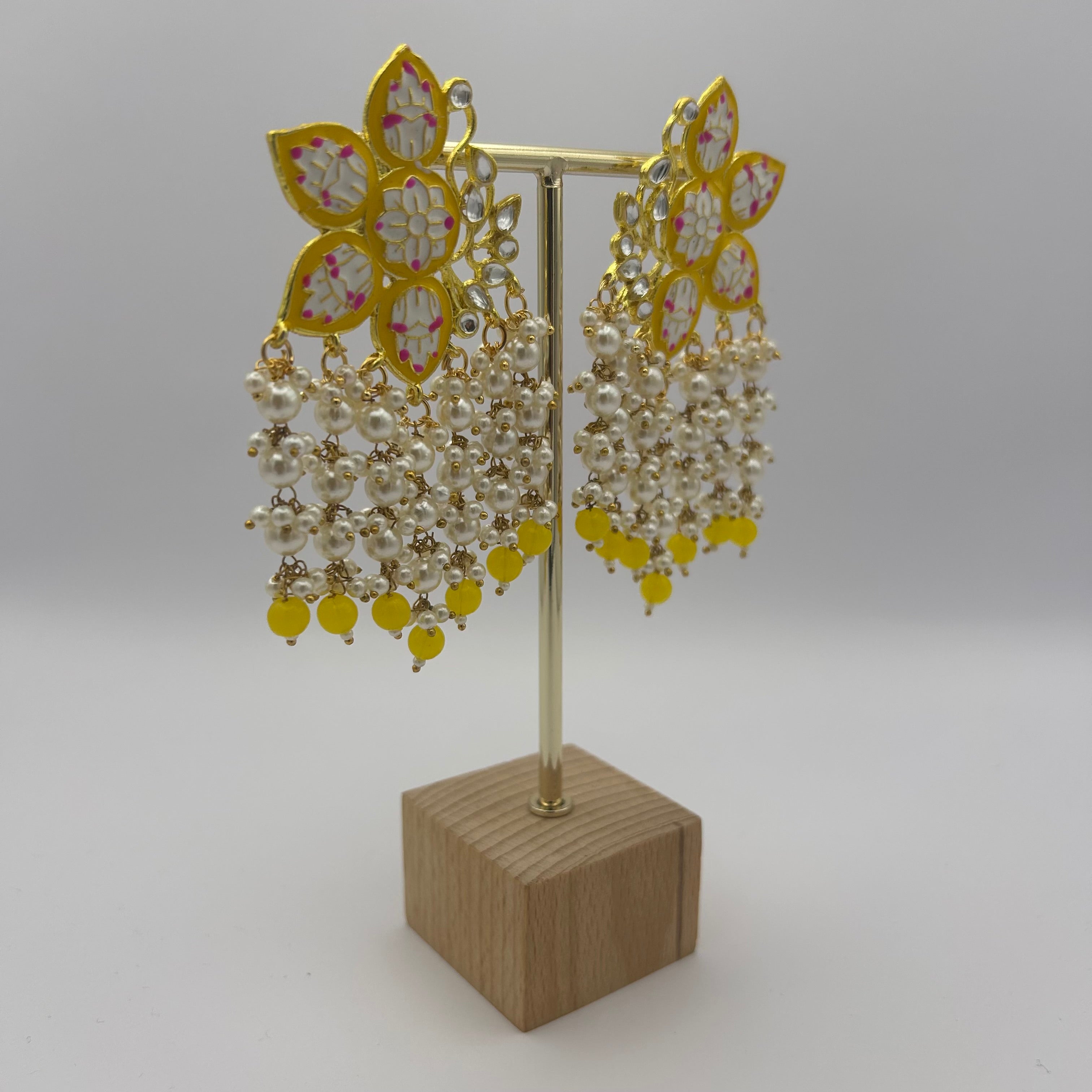 Paakhi Meenakari Earrings - Yellow