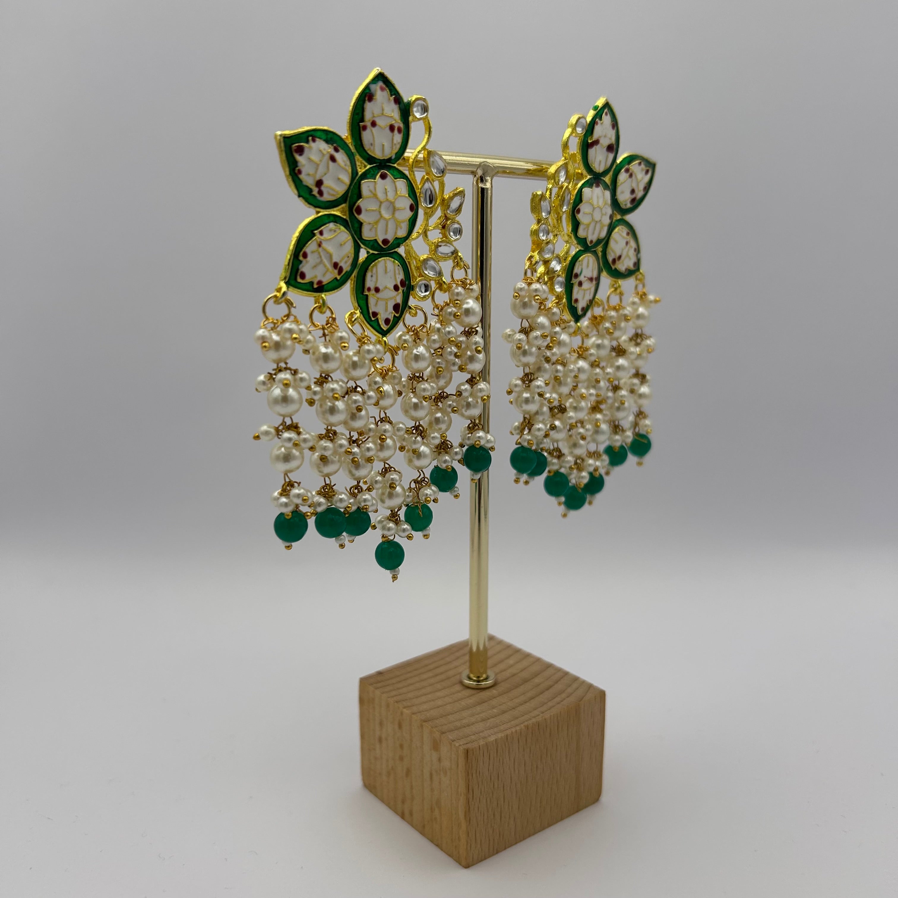 Paakhi Meenakari Earrings - Dark Green