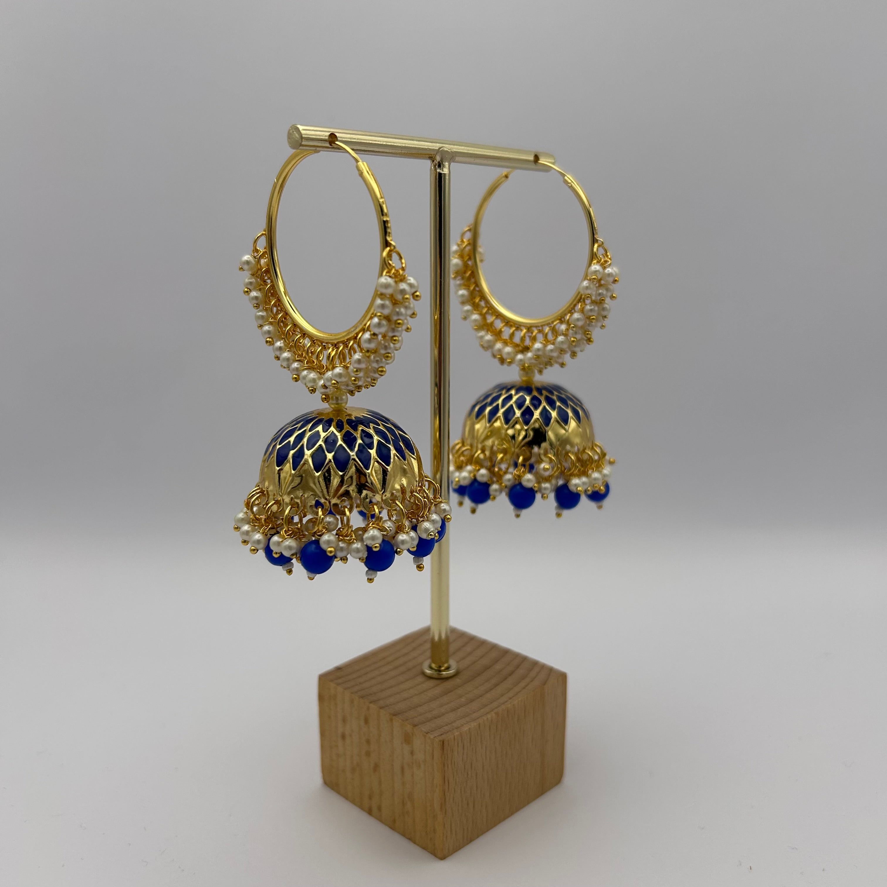 Kiara Jhumka Earrings - Dark Blue