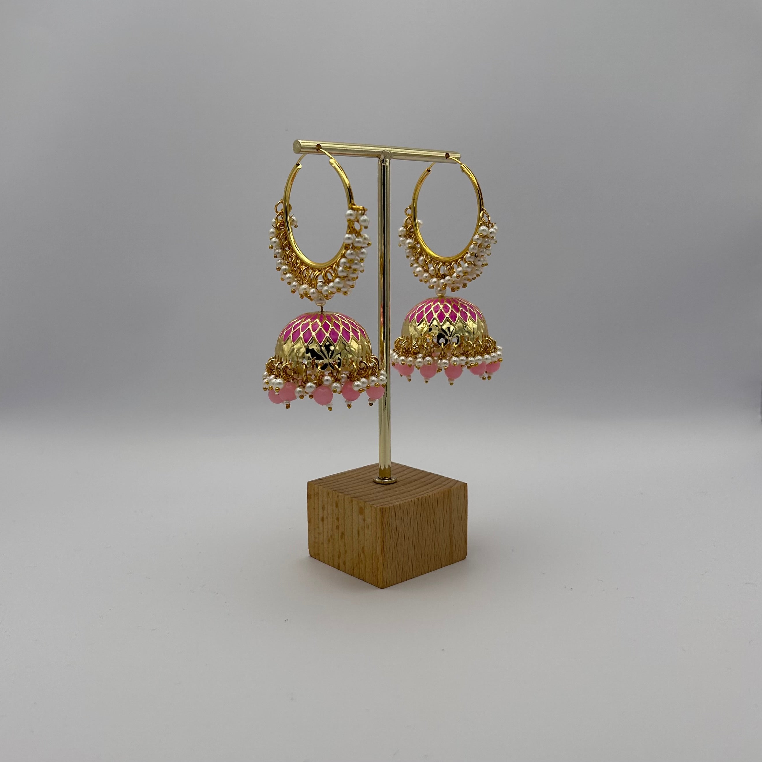 Kiara Jhumka Earrings - Baby Pink