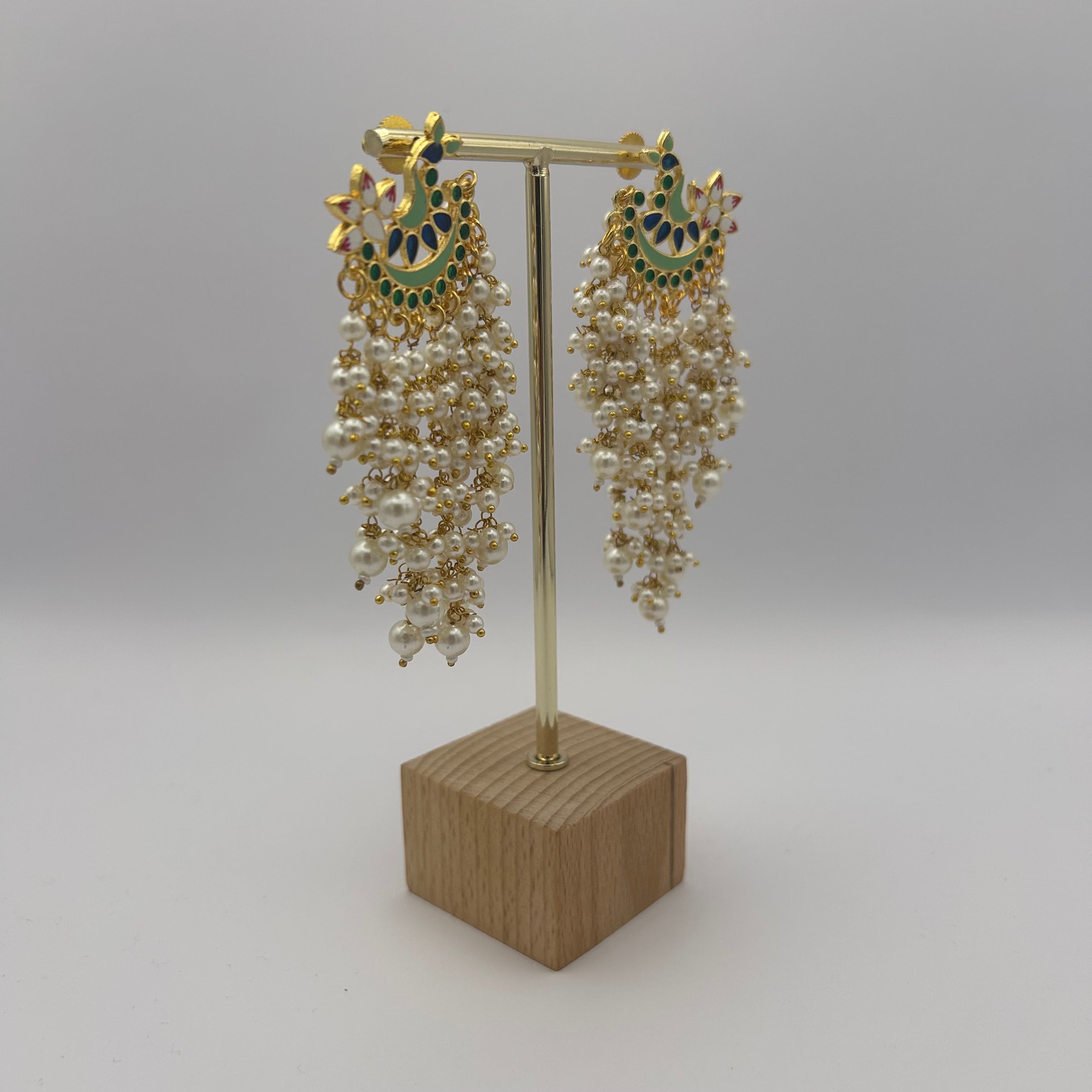 Patralekha Meenakari Earrings - Mint