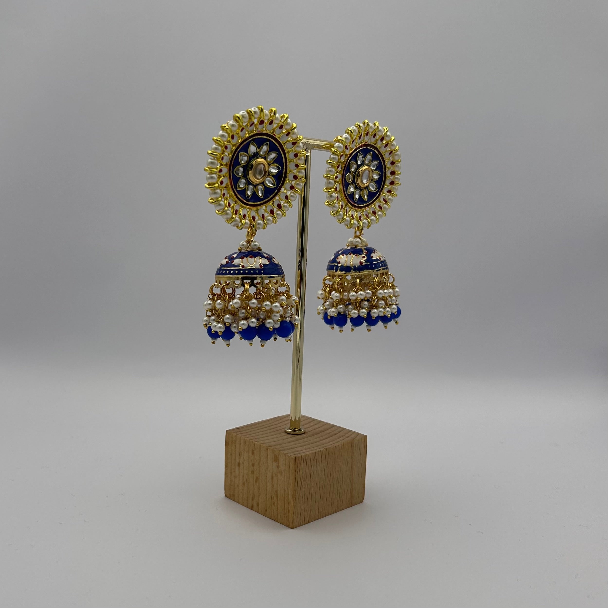 Nimrah Meenakari Jhumka - Dark Blue