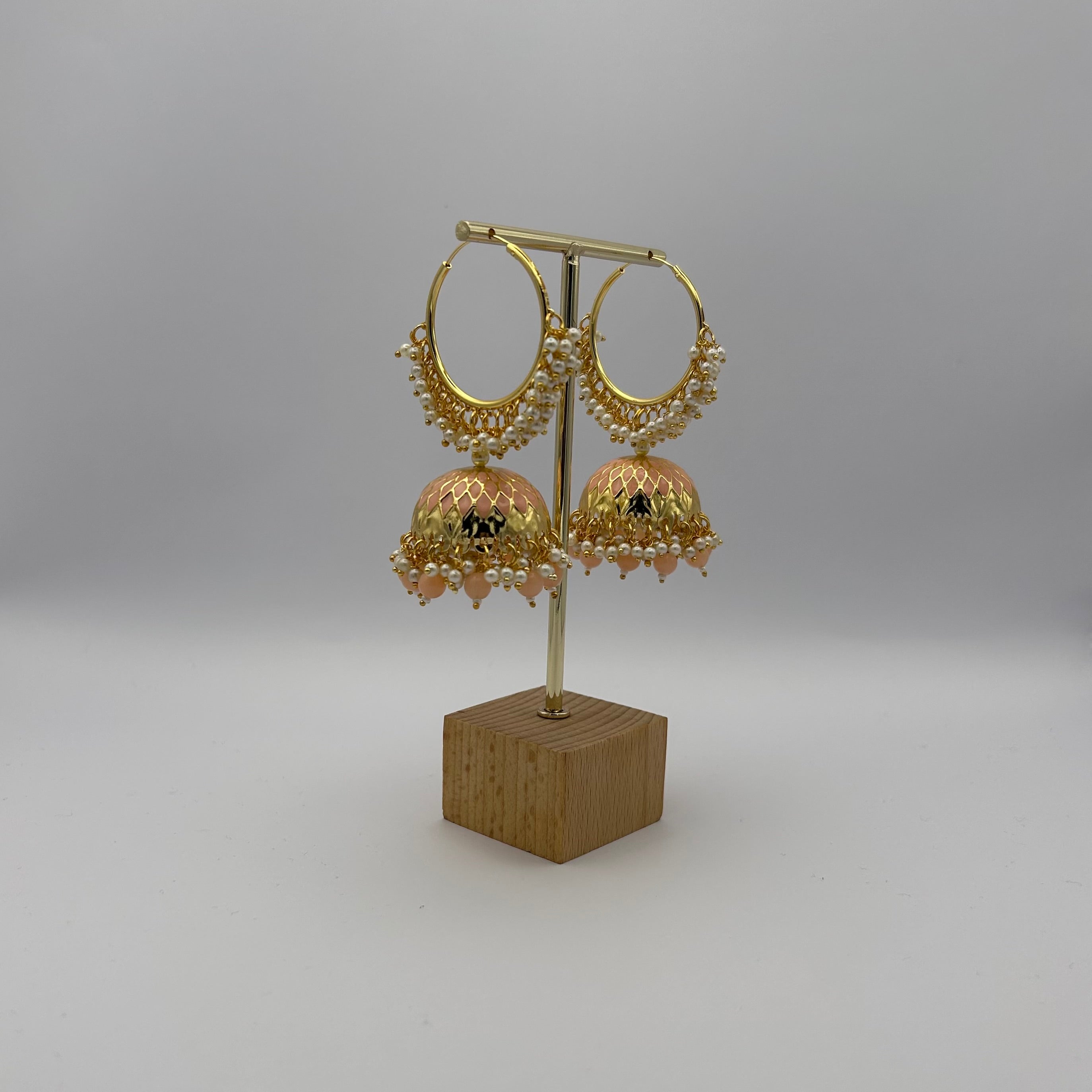 Kiara Jhumka Earrings - Peach