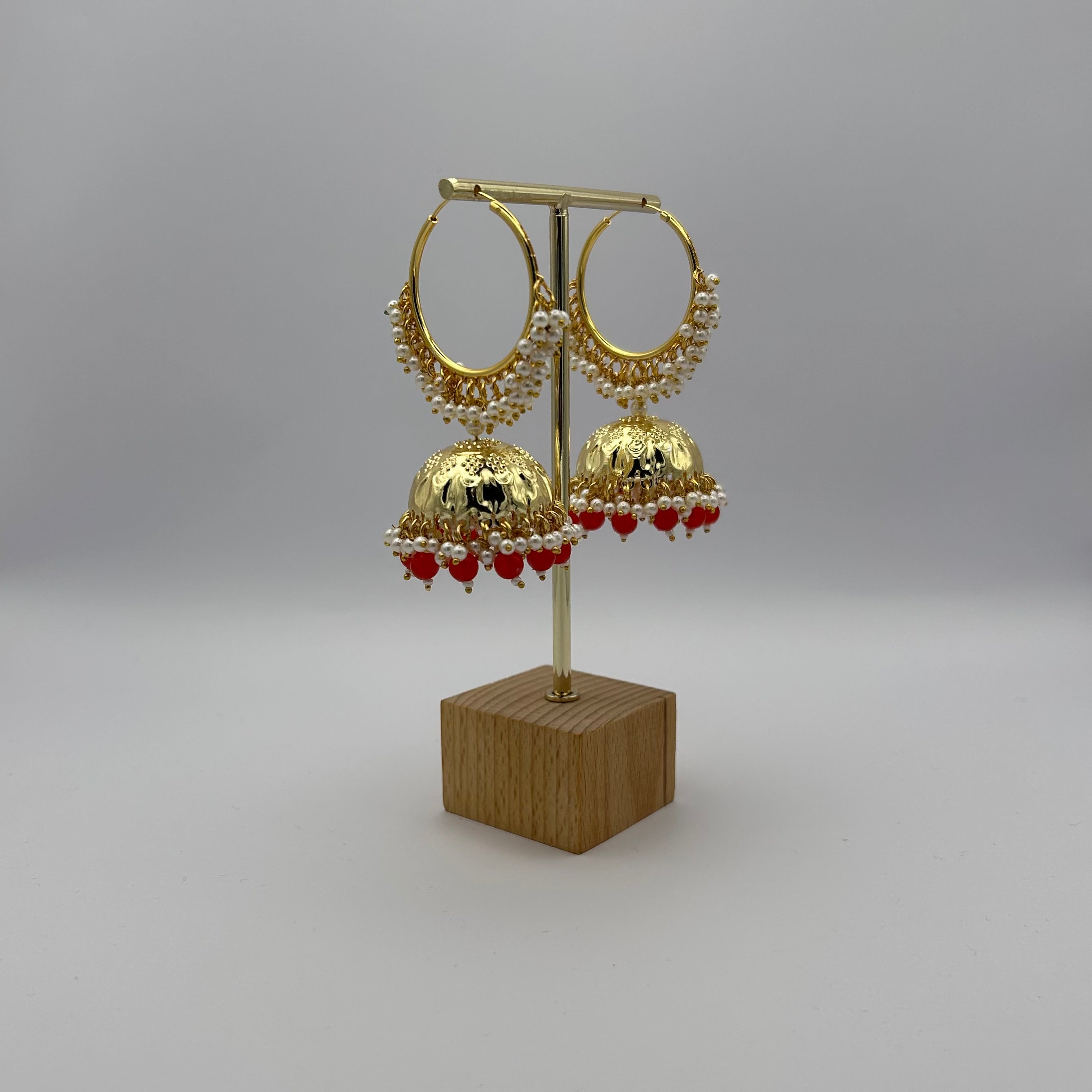 Kia Jhumka Earrings - Red